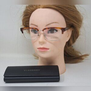 Burberry Eye Glasses Frames Unisex Half Rim Havana Nova Check B2224 54-18-145